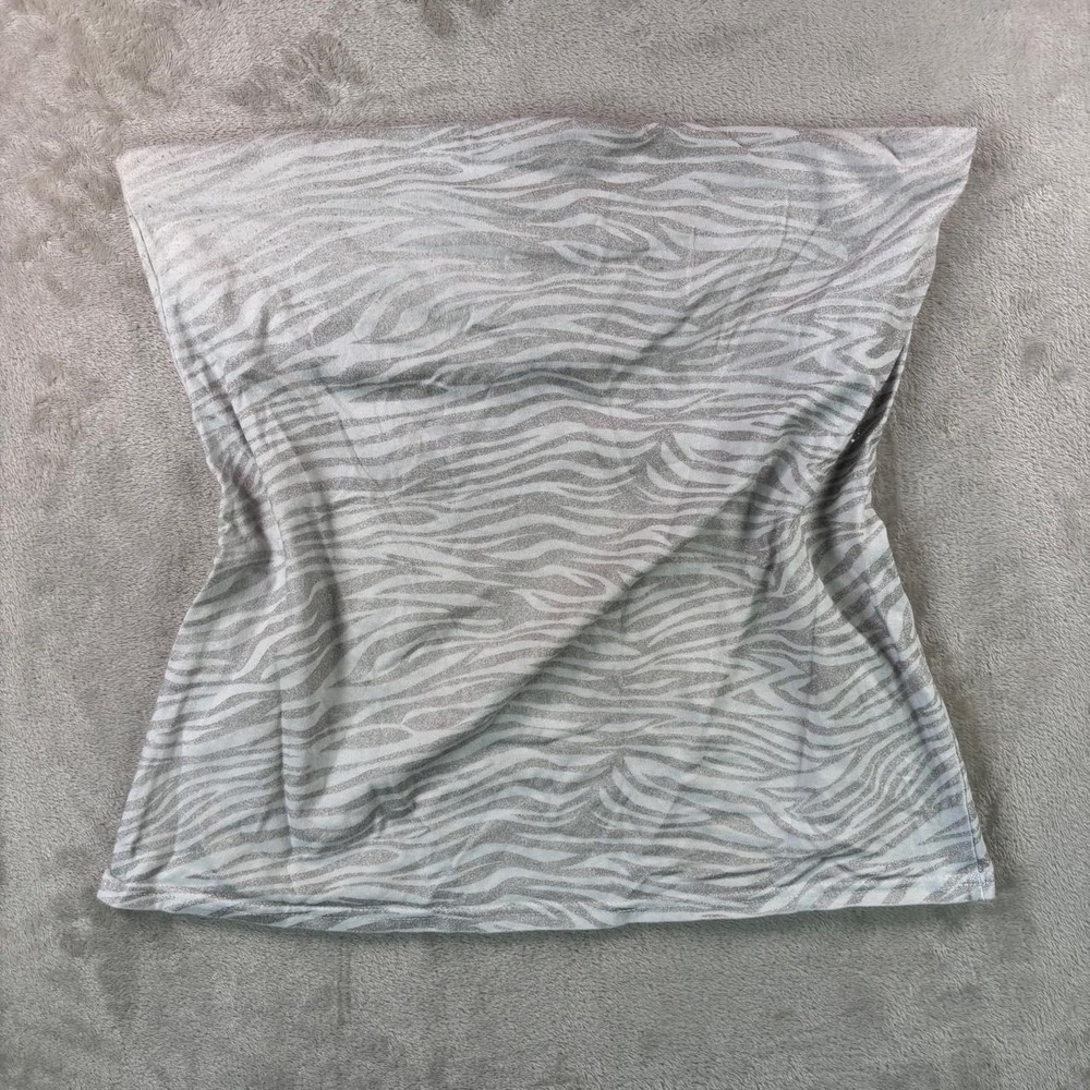 silver sparkly & white zebra print tube top